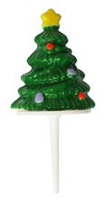 Picture of MINI CHRISTMAS TREE PLASTIC CAKE TOPPER PICKS 6 - 7CM (2.35